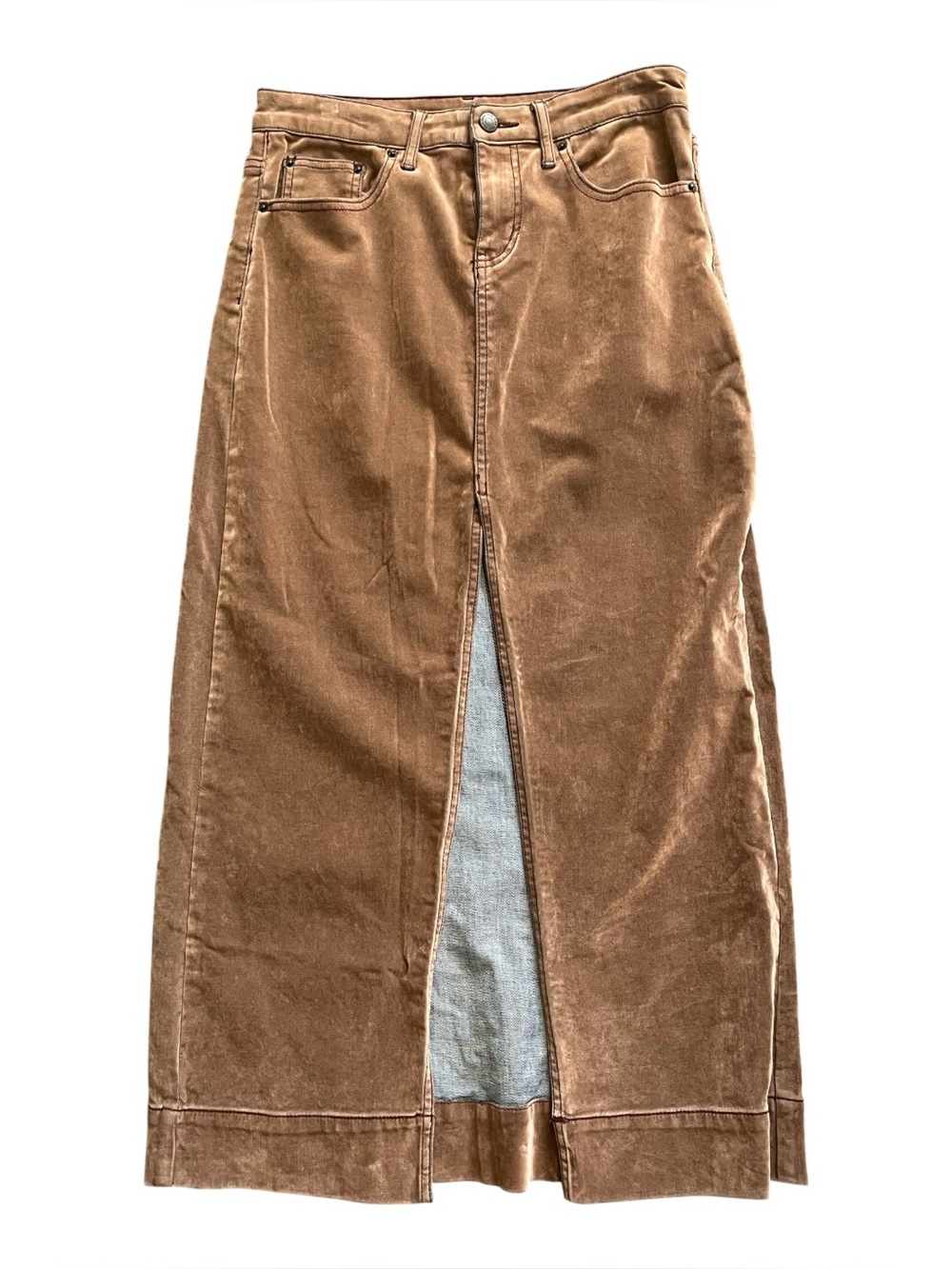 BDG Urban Outfitters Faux Suede Maxi Skirt 70s Brown Boho Casual Retroc S Petite